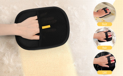 Double-sided grooming glove removing pet fur