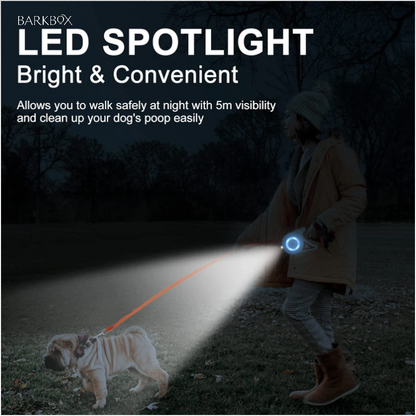 LED Retractable Dog Leash — Hands-Free Night-Walk Leash with Hip Belt