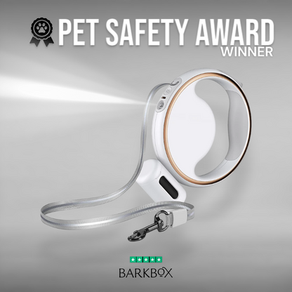 Retractable LED dog leash with hands-free hip belt